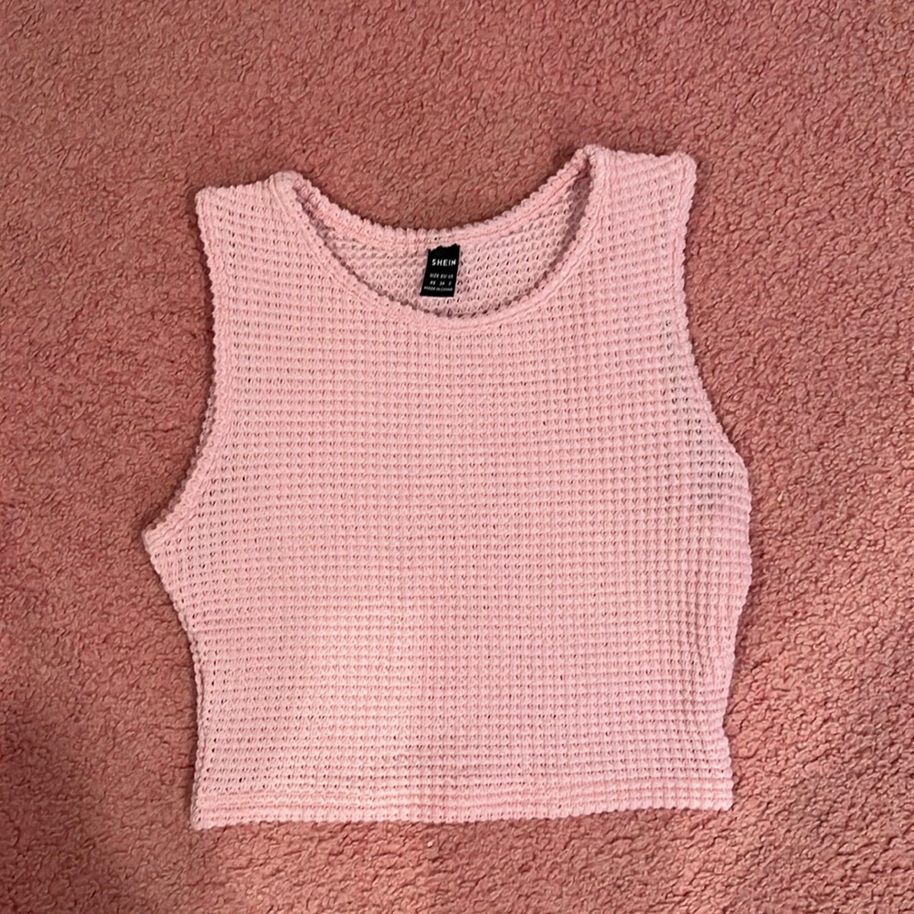 SHEIN Pink Knit Crop Tank Top